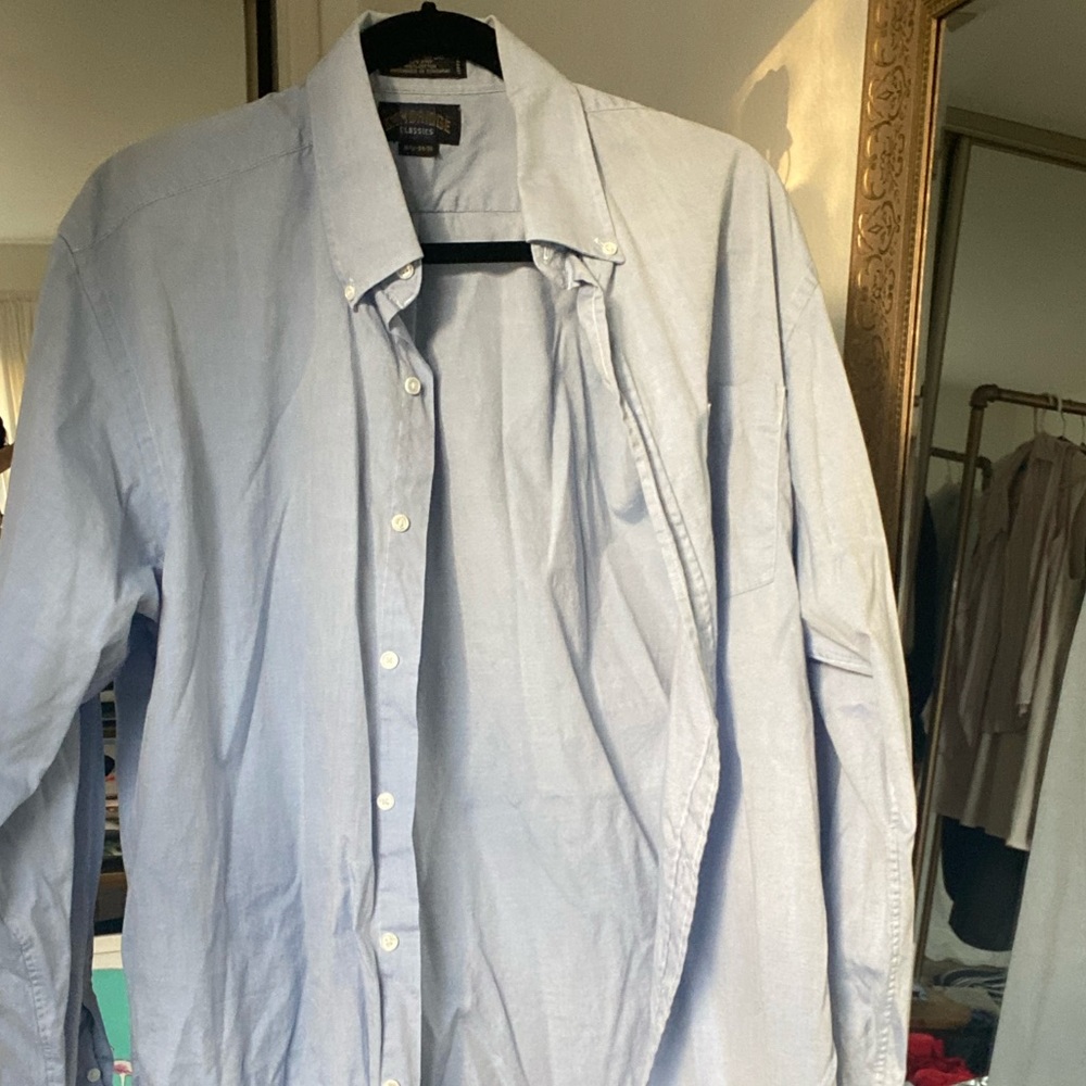 Blue Button Down Boyfriend Blouse - image 4